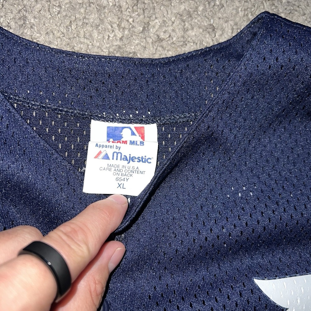 Vintage Majestic Detroit Tigers Authentic Mesh Jersey Women XL Navy Blue - Picture 2 of 6